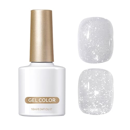Hochpigmentierungsgel – Glitzer-Gel aus weißen Perlen, Nagellack in Muschelglanz | 10 ml langanhaltendes Polishzubehör für Mädchen von brooksnaji