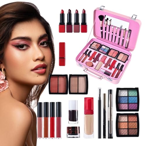 Make Up Kits für Mädchen - Kosmetikset Tragbares Make Up Kit mit wiederverwendbarem Etui - Dress-Up Zubehör mit Lidschatten Wasserdichte Make-up-Paletten für Anfänger von brooksnaji