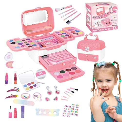 Make-up-Set für Kleinkinder - Spiel-Make-up für Kinder, waschbares Make-up für kleine Mädchen | Schminkset mit Spiegeln für Geburtstag und Weihnachten von brooksnaji
