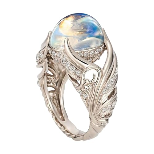 Moonstone Ring – Modischer Ring für Damen, Geschenk für Silberschmuck | Charmantes Accessoire für Frauen, für Geburtstage und Hochzeiten und hochwertiger Geschenkartikel mit, riferimento alla von brooksnaji