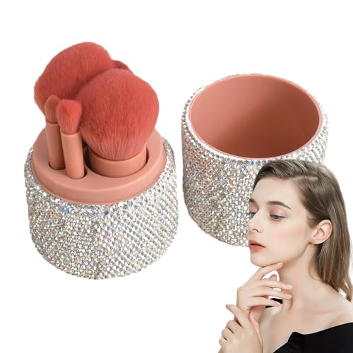 Reise-Make-up-Pinsel – Make-up-Pinsel für Damen – weicher Blender, wiederverwendbar, mit Etui mit Strass für Konturen, Highlighter, Lidschatten und Concealer von brooksnaji