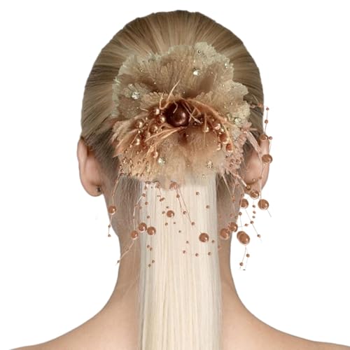 brooksnaji Blumenhaarclip, Blumenhaarclip für Frauen, Perlen Tassels Barrette Non-Slip Flower Claw Pins Bud Haartapin, Gefälschte Boho -Pins Kopfschmuck, Frisuren für Frauen Mädchen von brooksnaji