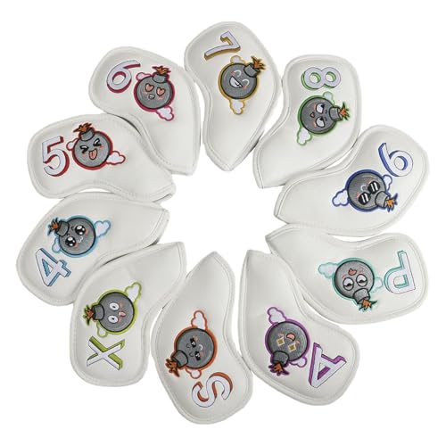 brooksnaji GLF -Eisenkopfabdeckung - Schutz Für GLF -Eisen, wasserdichte Rostbekannte Club -Beschützer | PU Leder GLF Club Cover 10 Stück, Tragbare Golfzubehör Für Heimplätze Und Reisen von brooksnaji