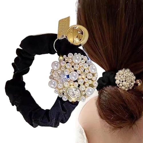 brooksnaji Perlhaar -Risshaare, Scrunchies für Frauen,Pferdeschwanzhalter Haare Elastikbänder | Perlen dekorative Verrücktheiten für Frauen und Mädchen Valentinstag Geburtstag von brooksnaji