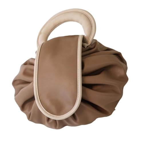 brooksnaji Tragbarer Make-up-Organizer, Make-up-Taschen Organizer | Kosmetiktasche mit Kordelzug Tragbare Make-up-Tasche aus PU-Leder, Kulturbeutel mit Griff, Make-up-Organizer, Dunkler Kaffee, von brooksnaji