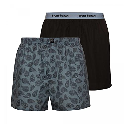 Bruno Banani Boxershorts Outlook Gr. S - 2er Set Anthrazit & Grau Print - Herren Unterhose Lang - Elastischer Bund - Atmungsaktive Unterwäsche Baumwolle von bruno banani