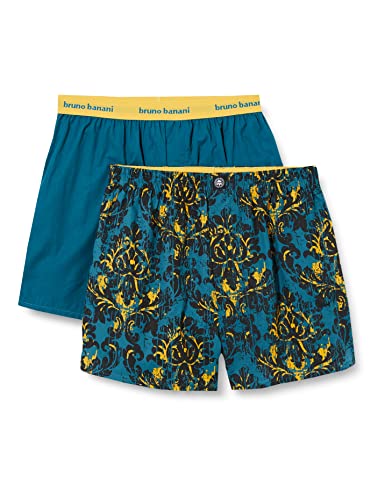 Bruno Banani Boxershorts Outlook Gr. S - 2er Set Lorbeer & Gold Print - Herren Unterhose Lang - Elastischer Bund - Atmungsaktive Unterwäsche Baumwolle von bruno banani