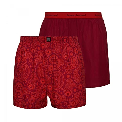 Bruno Banani Boxershorts Outlook Gr. S - 2er Set Lychee Print & Chianti - Herren Unterhose Lang - Elastischer Bund - Atmungsaktive Unterwäsche Baumwolle von bruno banani