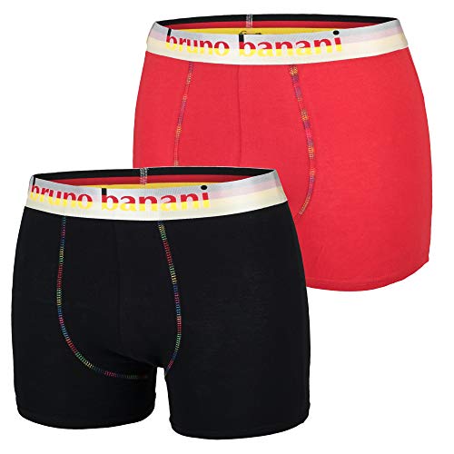 Bruno Banani Herren 2Pack Frozen Fire Short, Einfarbig, Gr. Large, Mehrfarbig (rot //schwarz 1675) von bruno banani