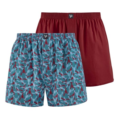 Bruno Banani Herren 2er Pack Boxershorts Cape Lobster Retroshorts, Blau/Rot, XXL EU von bruno banani