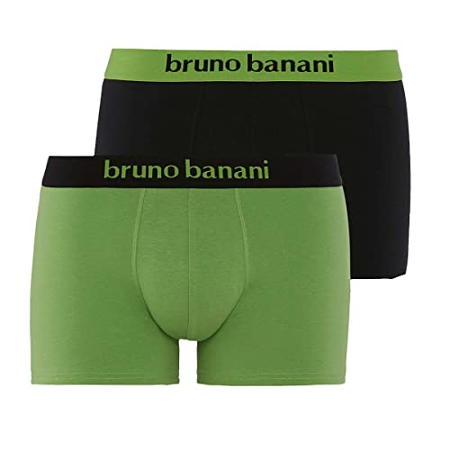 Bruno Banani Herren Flowing Boxershorts, grasgrün//schwarz, S (2er Pack) von bruno banani