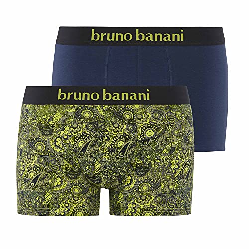 Bruno Banani Herren Indo Elephant Boxershorts, Lime/Nachtblau Print//Nachtblau, S (2er Pack) von bruno banani