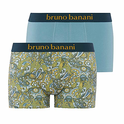 Bruno Banani Herren Indo Elephant Boxershorts, orange/Aqua Print//Aqua, XXL (2er Pack) von bruno banani