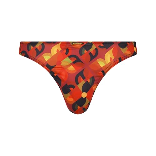 Bruno Banani Herren Retro Power String, Schwarz/Rot/Orange Print, S EU von bruno banani