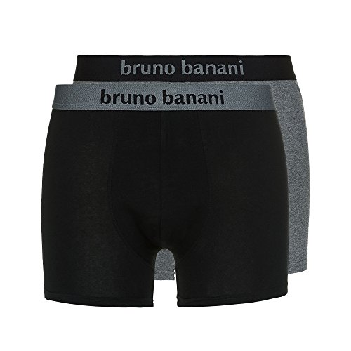 Bruno Banani Herren Short Flowing, 2er Pack, Einfarbig, Gr. X-Large, Mehrfarbig (schwarz/graumelange 1782) von bruno banani