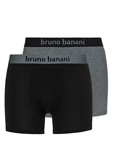 Bruno Banani Herren Short Flowing, 2er Pack, Einfarbig, Gr. X-Large, Mehrfarbig (schwarz/graumelange 1782) von bruno banani