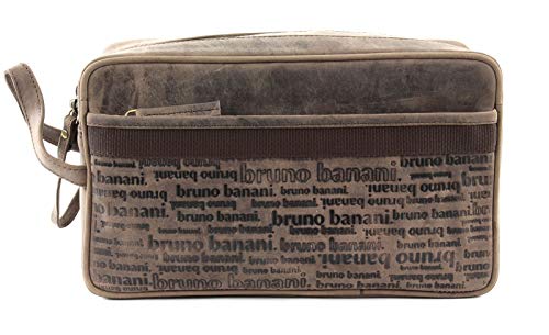 Bruno Banani Kulturtasche All Over Echt Leder braun Herren, Damen - 020278 von bruno banani