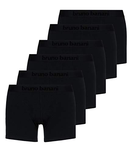 Bruno banani 6er Pack Herren Boxershorts Shorts Unterhosen Flowing, Farbe:Schwarz, Menge:6er Pack (3X 2er), Wäschegröße:S, Artikel:-1811 schwarz/schwarz von bruno banani