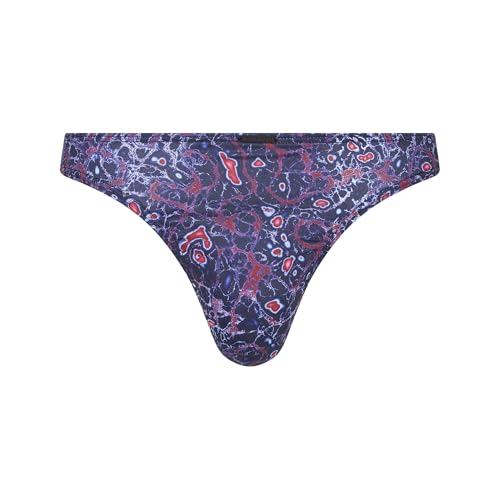 Bruno banani Herren String - Microscope, Unterhose, Slip, Muster Schwarz/Blau/Rot L von bruno banani