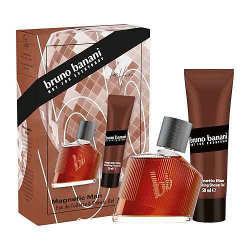 bruno banani Magnetic Man Geschenkset mit Eau de Toilette und Duschgel, fesselnd-sinnlicher Duft für Männer, 30 ml und 50 ml von bruno banani