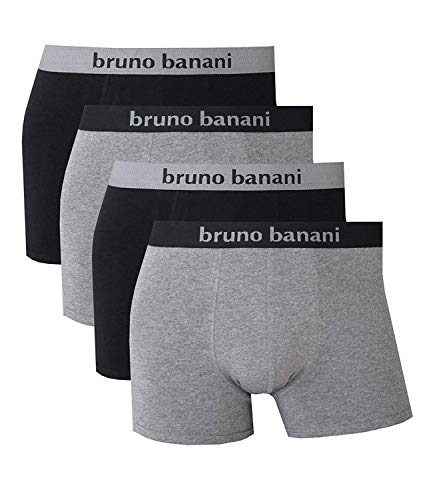 bruno banani ® Herren Shorts, 4er Set Retroshorts, 2x2er Pack Pants, (S,M,L,XL,XXL), versch. Farben (Small, Schwarz/Grau (1782)) von bruno banani