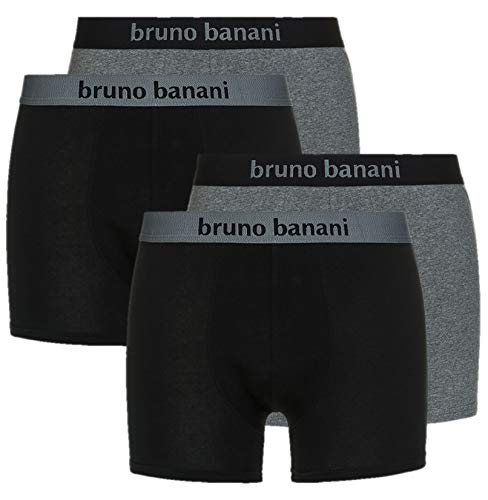 bruno banani ® Herren Shorts, 4er Set Retroshorts, 2x2er Pack Pants, (S,M,L,XL,XXL), versch. Farben (X-Large, Schwarz/Grau (1782)) von bruno banani