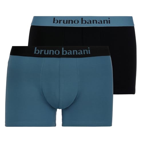 bruno banani 2er Pack Herren Boxershorts Shorts Unterhosen Flowing, Farbe:Mehrfarbig, Wäschegröße:L, Artikel:-4855 steinblau/schwarz von bruno banani