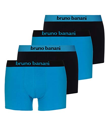 bruno banani 4er Pack Herren Boxershorts Shorts Unterhosen Flowing, Farbe:Mehrfarbig, Menge:4er Pack (2X 2er), Wäschegröße:2XL, Artikel:-2150 aquablau/schwarz von bruno banani