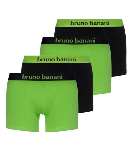 bruno banani 4er Pack Herren Boxershorts Shorts Unterhosen Flowing, Farbe:Mehrfarbig, Menge:4er Pack (2X 2er), Wäschegröße:2XL, Artikel:-4220 apfelgrün/schwarz von bruno banani