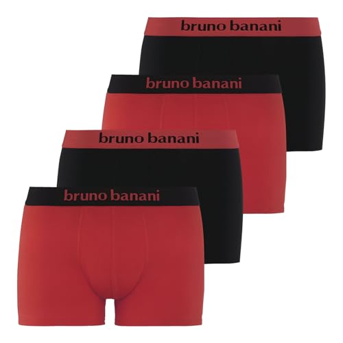bruno banani 4er Pack Herren Boxershorts Shorts Unterhosen Flowing, Farbe:Mehrfarbig, Menge:4er Pack (2X 2er), Wäschegröße:L, Artikel:-3159 rubinrot/schwarz von bruno banani