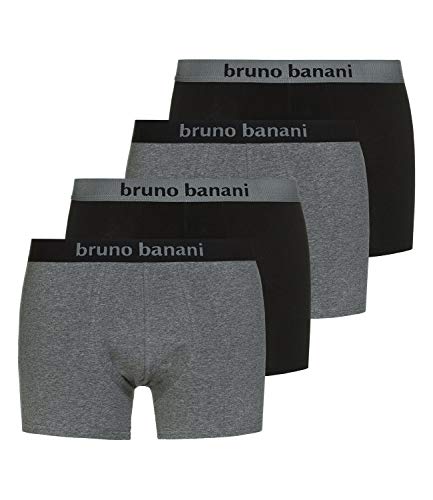 bruno banani 4er Pack Herren Boxershorts Shorts Unterhosen Flowing, Farbe:Mehrfarbig, Menge:4er Pack (2X 2er), Wäschegröße:M, Artikel:-1782 schwarz/Graumelange von bruno banani