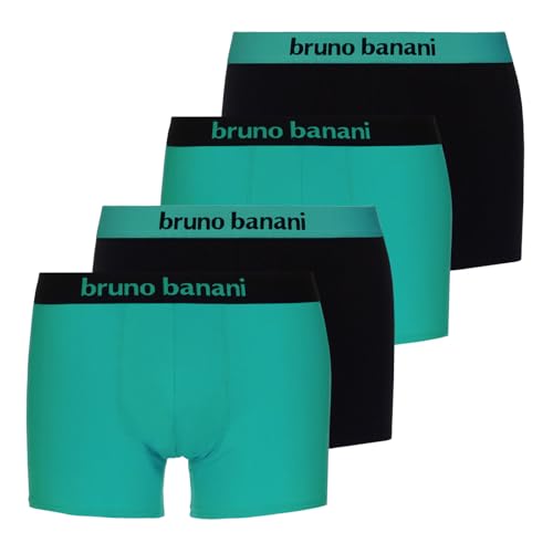 bruno banani 4er Pack Herren Boxershorts Shorts Unterhosen Flowing, Farbe:Mehrfarbig, Menge:4er Pack (2X 2er), Wäschegröße:XL, Artikel:-4790 seegrün/schwarz von bruno banani