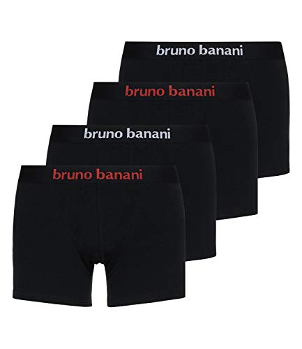 bruno banani 4er Pack Herren Boxershorts Shorts Unterhosen Flowing, Farbe:Schwarz, Menge:4er Pack (2X 2er), Wäschegröße:XL, Artikel:-1936 schwarz-weiß/schwarz-rot von bruno banani