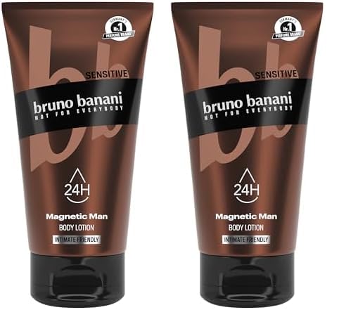 bruno banani Body Balm Magnetic Man, pflegende 3-in-1-Body Lotion mit fesselnd-holzigem Duft, 150ml (Packung mit 2) von bruno banani