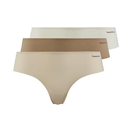 bruno banani Damen Brazilian Charming - Nahtlose Brazilslips, weich und kratzfrei ohne Gummibund, passgenau, atmungsaktive Mikrofaser, elastisch, Größe XS-XL (3 Stück) rosé/Mocca/Camel, L von bruno banani