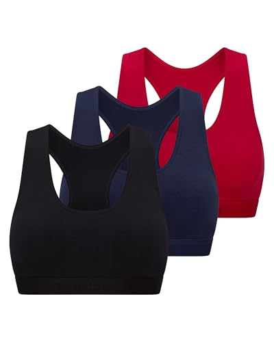 bruno banani Damen Bustier Match Größe XS - 3er Set Schwarz, Navy, Salsarot - Vorgeformte Cups & Elastischer Bund - Bequem & Atmungsaktiv von bruno banani