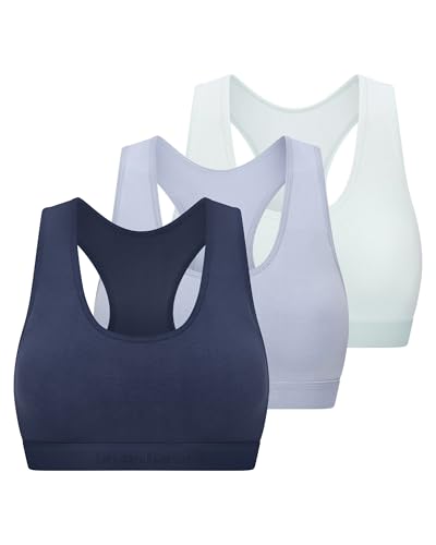 bruno banani Damen Bustier Match Größe XS - 3er Set Set Jeansblau, Hellblau, Eisblau - Vorgeformte Cups & Elastischer Bund - Bequem & Atmungsaktiv von bruno banani