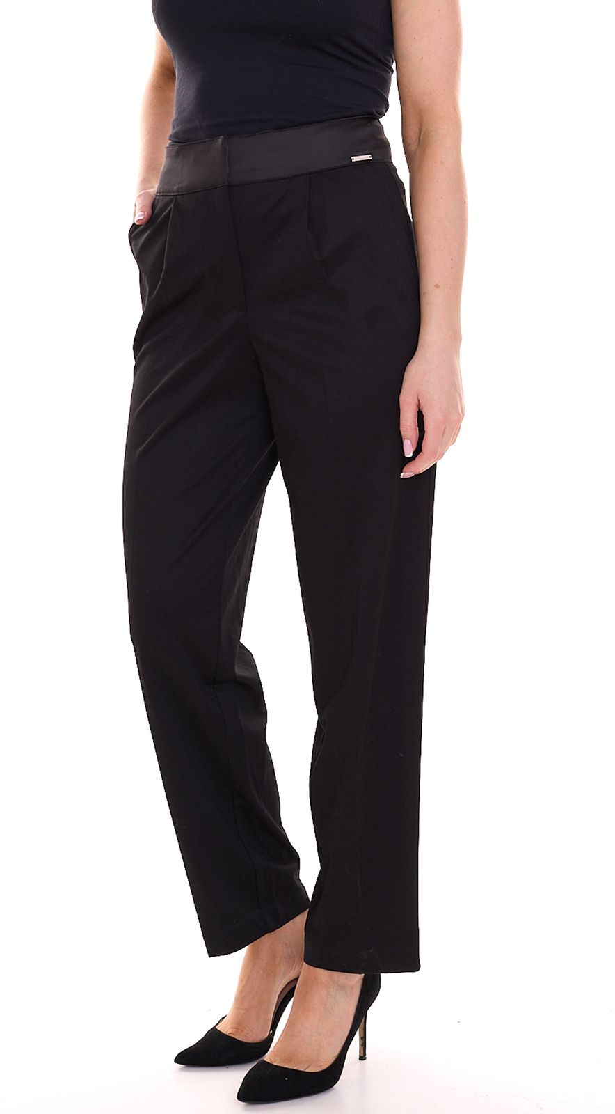 bruno banani Damen High Waist Business-Hose mit gerade geschnittenem Bein Jersey-Hose 63673962 Schwarz von bruno banani