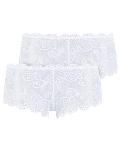bruno banani Damen Hipster Lacy Größe M - 2er Set Ecru - Slip mit floralem Spitzen-Design - extraweiches Material & Memory-Effekt bruno banani Damen Hipster Lacy Größe M - 2er Set Ecru - Slip mit floralem Spitzen-Design - extraweiches Material & Memory-Effekt von bruno banani