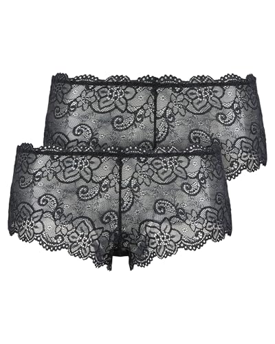 bruno banani Damen Hipster Lacy Größe XS - 2er Set Schwarz - Slip mit floralem Spitzen-Design - extraweiches Material & Memory-Effekt bruno banani Damen Hipster Lacy Größe XS - 2er Set Schwarz - Slip mit floralem Spitzen-Design - extraweiches Material & Memory-Effekt von bruno banani