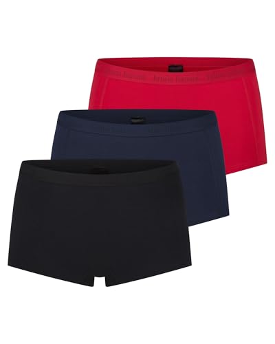 bruno banani Damen Pantys Match Größe S - 3er Set Schwarz, Navy, Salsarot - Unterwäsche Baumwolle mit Gummibund - Extra Weich - Atmungsaktiv - Idealer Halt von bruno banani