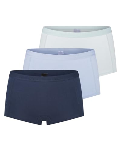 bruno banani Damen Pantys Match Größe XS - 3er Set Jeansblau, Hellblau, Eisblau - Unterwäsche Baumwolle mit Gummibund - Extra Weich - Atmungsaktiv - Idealer Halt von bruno banani
