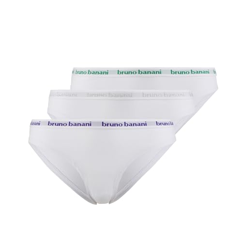 bruno banani Damen Rios Flooding - Moderne Rio-Slips mit Logo im Stoffgummibund, Perfekter Halt, atmungsaktive Baumwolle, optimale Passform, Größe XS-XL (3 Stück) weiß lila/grün/Silber Lurex, M von bruno banani