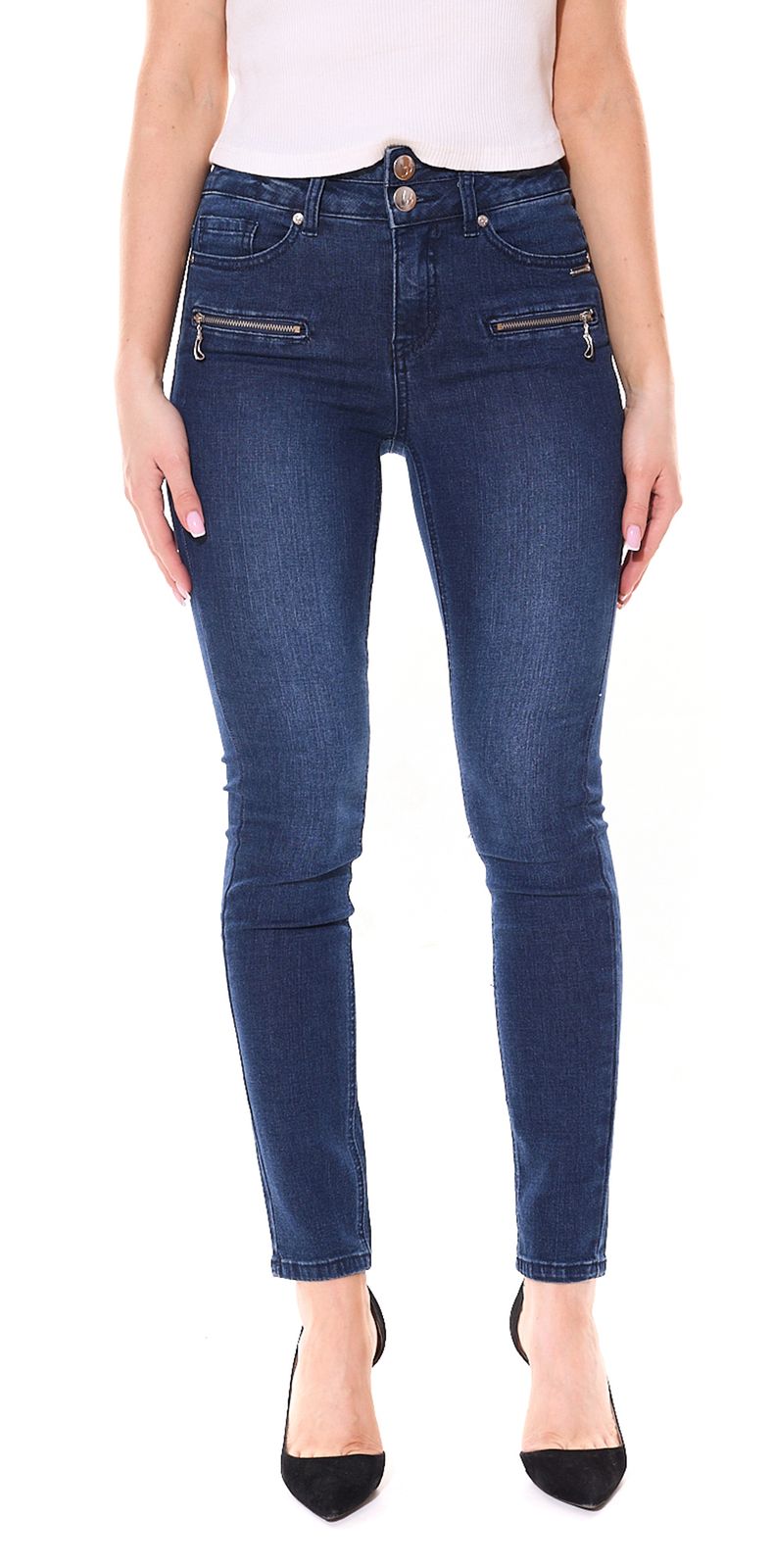 bruno banani Damen Slim-Fit Jeans nachhaltige Röhrenhose High Waist 5-Pocket 24172654 Blau von bruno banani