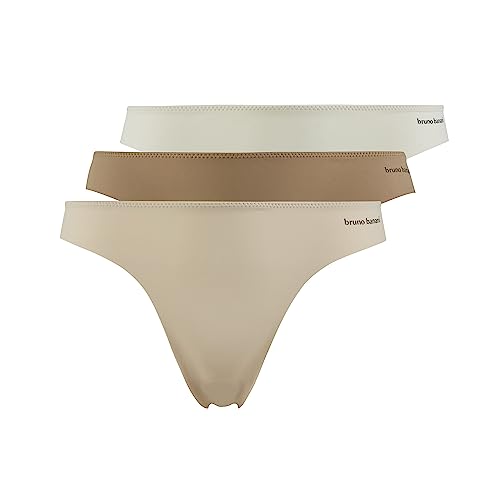 bruno banani Damen Strings Charming - Nahtlose Damenunterwäsche, die Man kaum spürt und Nicht abzeichnet, atmungsaktive Mikrofaser, elastisch, kratzfrei, Größe XS-XL (3 Stück) rosé/Mocca/Camel, L von bruno banani