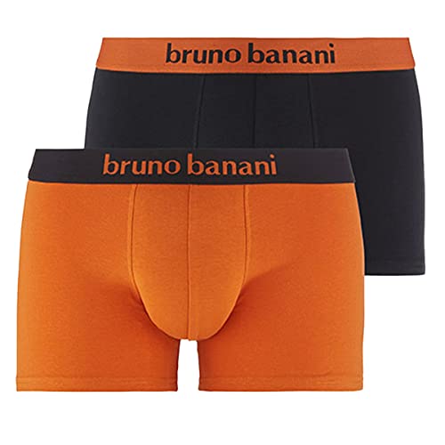 Bruno Banani Herren Short 2Pack Flowing Boxershorts, kürbis/schwarz // schwarz/kürbis, XXL (2er Pack) von bruno banani