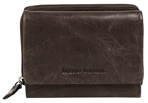 bruno banani Geldbörse Echt Leder Damen | RFID-Schutz, 4 Kartenfächer, kompaktes Portemonnaie, 1 Münzfach mit umlaufendem Reißverschluss, praktische Fächeraufteilung braun | 021753 von bruno banani