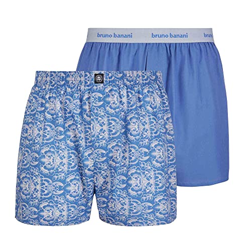 bruno banani Herren 2pack Spindrift Boxershorts, Hellgrau Print / Mosaikblau, L EU von bruno banani