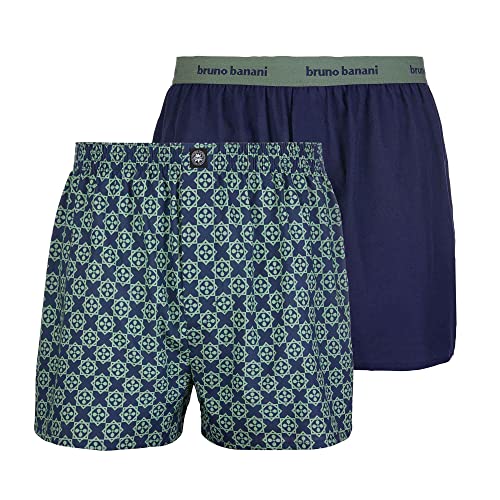 bruno banani Herren 2pack Woodland Boxershorts, Farngrün Print / Marine, S EU von bruno banani