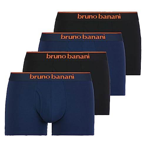 bruno banani Herren Boxershorts, 2er Pack - Quick Access, Unterhose, einfarbig, Baumwolle Schwarz/Blau 2XL von bruno banani